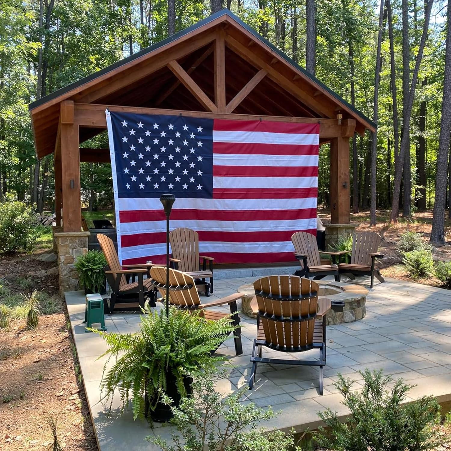 TOPFLAGS 10x15 feet 50 stars American Flag,Embroidered 210D Embroidered Stars,Sewn Stripes,3 Brass Grommets,Indoor/Outdoor,Vibrant Colors,Quality Polyester,US USA Flag