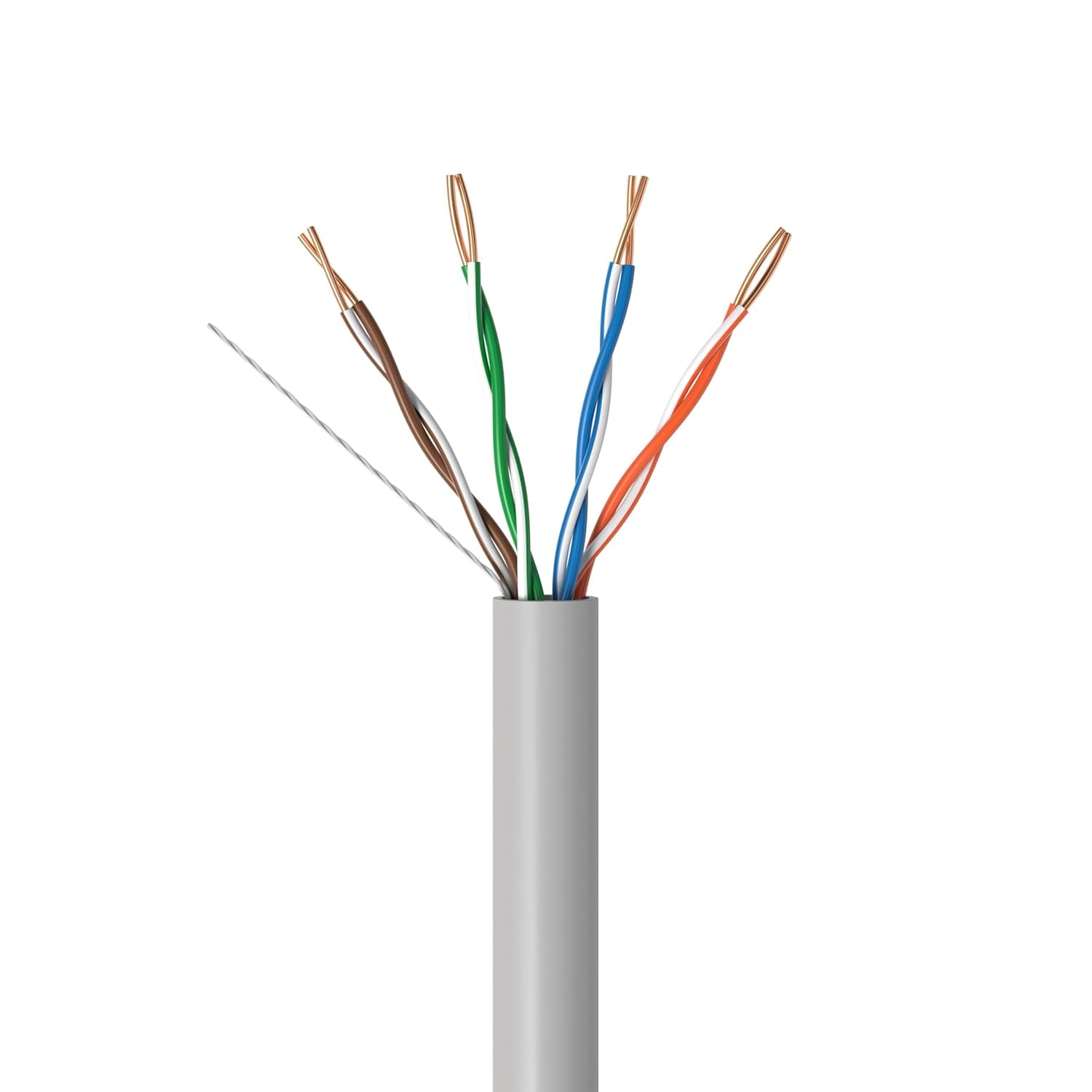 500ft Cat5e Solid 24AWG Ethernet Network Cable – UTP Unshielded Bulk LAN Copper Clad Aluminum Wire Pull Box for Internet, Router, Switch, PC, Gray