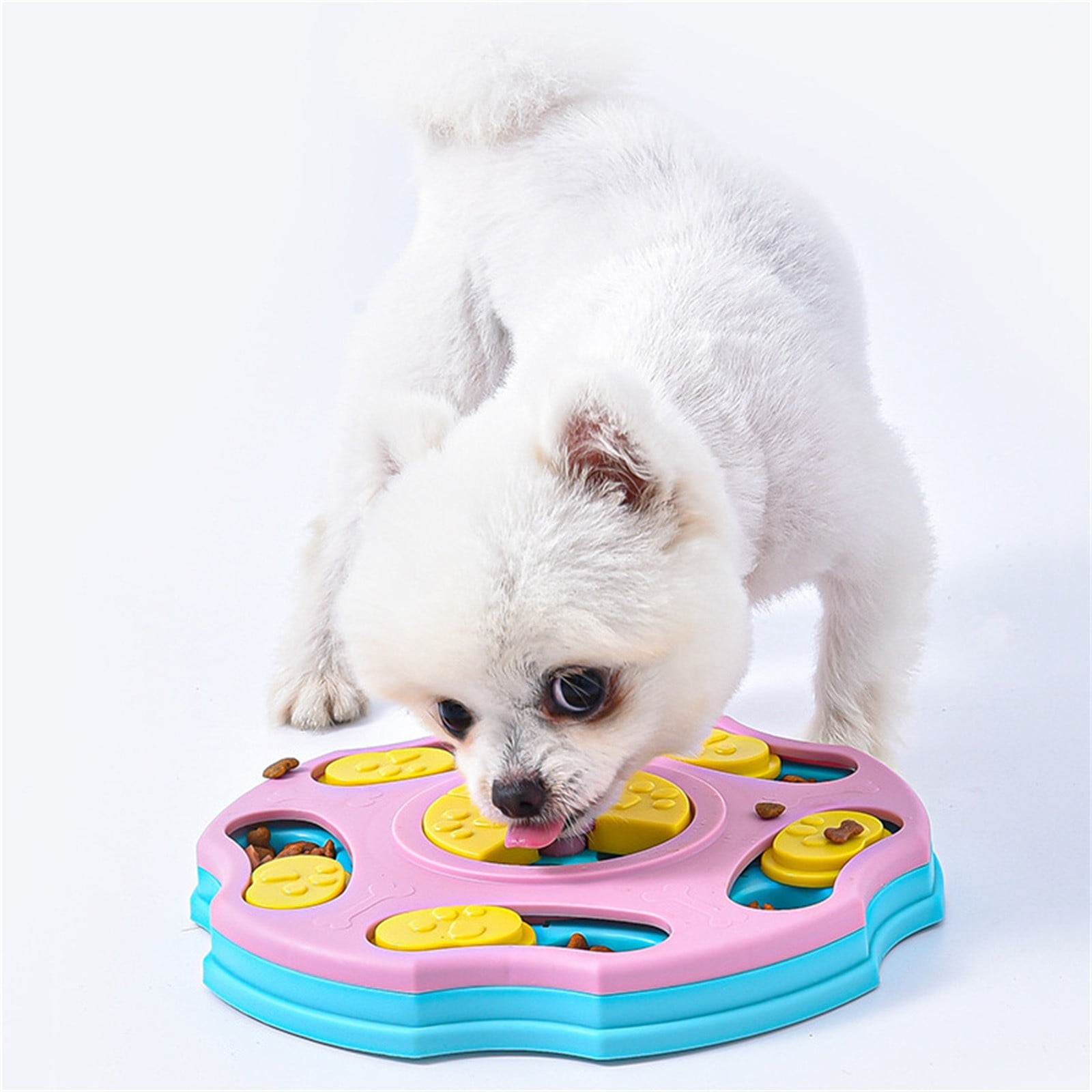 Pet Slow Feeder Dog Bowl Toy - Interactive Puzzle Design with Hide Treats, Slow Down Eating, BPA Free, Easy Clean - for Small Medium Dogs, Puppies, Indoor Outdoor Use