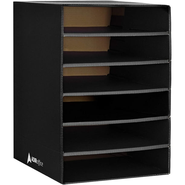 Adir Paper Storage Organizer 6Slot Cardboard Construction Paper Shelf Organizer for Home