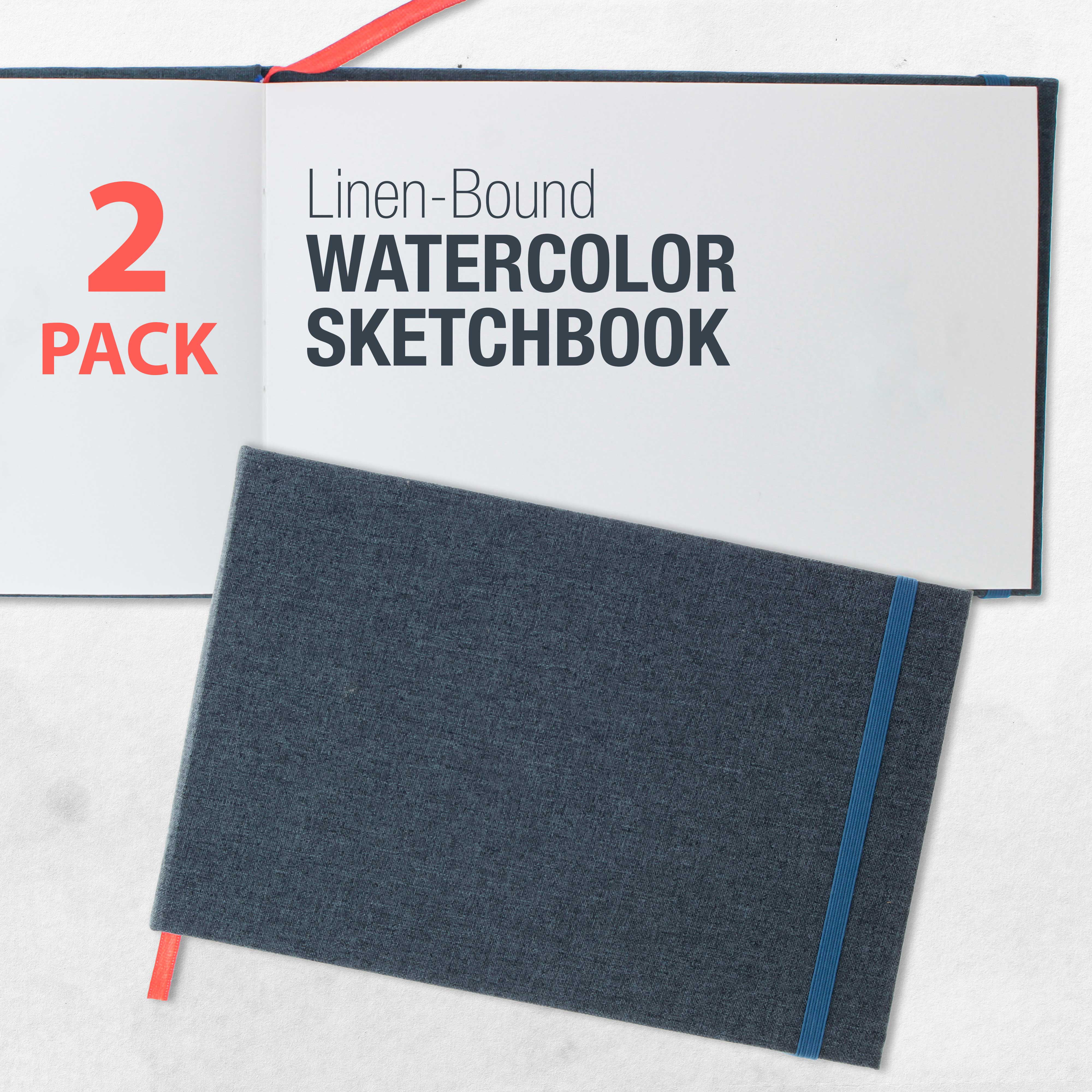 JOY SPOT! 5.5 x 8.5 Watercolor Pad, Pack of 2 (76 Sheets), 110 lb (230  GSM), Acid-Free Paper, Watercolor Book with Linen Bound for Watercolor