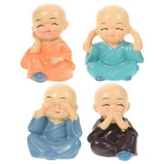 Doll Ornaments Car Dashboard Monk Statue Baby Buddha Plant Decor Resin Stuff Decorations Small Models Cute Office