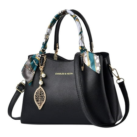 Mepaouo Women's Top Handle Handbags Vegan Leather Satchel Purses Fashion Chic Tote Bags for Women(Black)
