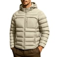 thumbnail image 3 of Mens Quilted Jackets Winter Plus Size Windproof Hooded Long Sleeve Solid Color Full Zipper Casual Daily Warm Comfortable Padded Jacket for Outdoor Sports, 3 of 10