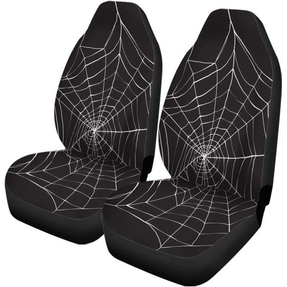 Car Seat Covers Halloween Spiderweb Pattern Animals Arachnid Set of 2 Auto Accessories Protectors Car Decor Car Seat Cover Set