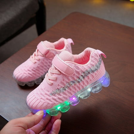

〖Roliyen〗Girls Sneakers Baby Shoes Run Sport Sneakers Children Kid Led Luminous Bling Casual Girls Boys Baby Shoes