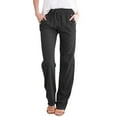 thumbnail image 2 of Women's Solid Color Cotton Elastic Pants Beach Leisure Long Trousers Casual, 2 of 6