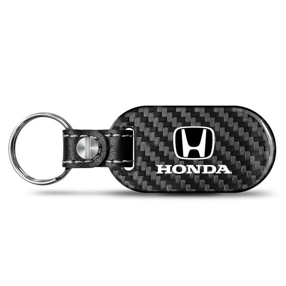 Honda Logo 100% Real Black Carbon Fiber Tag Style Key Chain