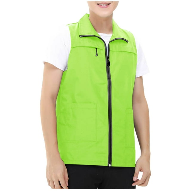 Gilet Blazer pour Hommes, Tissu en Suède pour la Sieste, Col Rabattu, Fermeture Éclair devant, Conception à Multiples Poches, Veste d'Extérieur Respirante