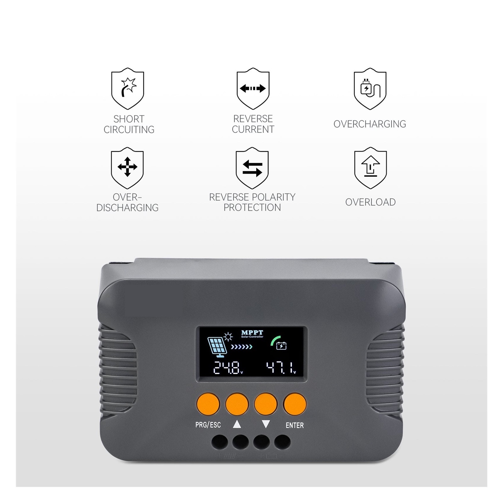 MPPT Boost-Type Solar Charge Controller Compatible With 24V/36V/48V/60V/72V ,Simple and Convenient to Set