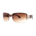 thumbnail image 2 of Luxury 90s' Rimless Thin Metal Rectangular Fashion Sunglasses Gold Gradient Brown, 2 of 4