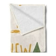 thumbnail image 2 of Adventure Cartoon Soft Flannel Fleece Throw Blanket, Say Yes to New Adventures Message with Dashed Stripes, Cozy Plush for Indoor and Outdoor Use, 50" x 60", Forest Green Pale Coffee, by Ambesonne, 2 of 5