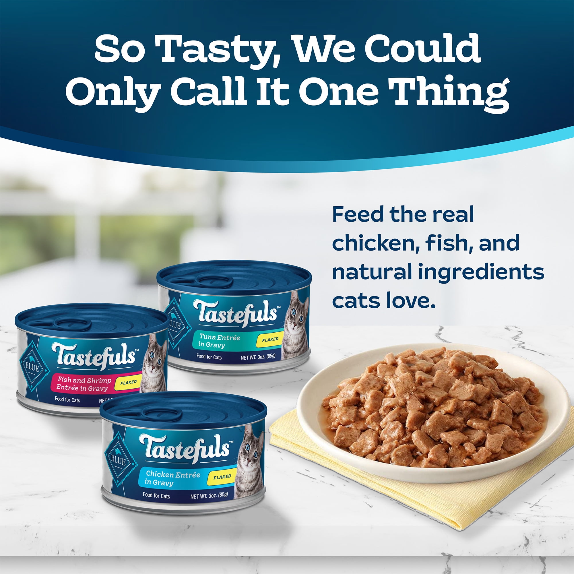 (2 pack) Blue Buffalo Tastefuls Flaked Wet Cat Food 3-Flavor Variety Pack, 3-oz. (12ct, 4 of Each)