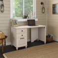thumbnail image 2 of Kathy Ireland by Bush Single Pedestal Desk in White Volcano Dusk, 2 of 9