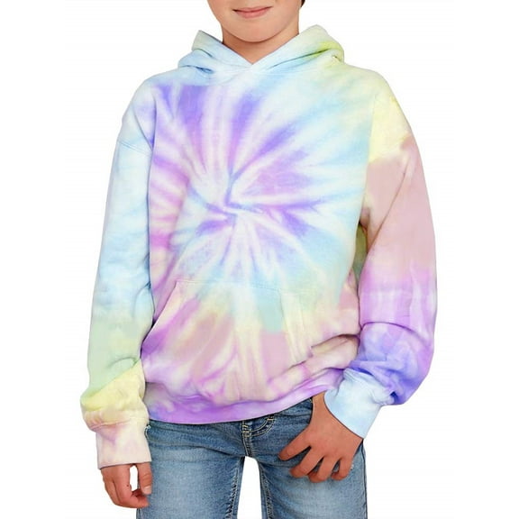Langwyqu Autumn Spring Kids Tie Dye Print Caasual Hoodies Boys Girls Children Long Sleeved Hooded Tops