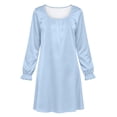 thumbnail image 4 of Girls Satin Nightgown Long Sleeve Ruffle Cuff Crewneck Dress Kids Casual Comfy Loose Outfits for Lounge Wear Blue 11-12 Years, 4 of 8
