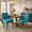 Blue, variant on Gewnee Set of 2 Side Dining Chairs, Fabric Upholstered High Back Dining Table Chairs with Solid Wood Legs for Dining Room & Kitchen, Black Leopard Print