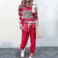 thumbnail image 2 of Wyzesi Ensemble de Shorts pour Femmes, Mode Décontractée Automne et Hiver, Col Rond Imprimé, Manches Longues, Poches, Cordon de Serrage, Taille Élastique, Pantalon, Costume de Sport, Shorts en Jean, Entrejambe pour Femmes, 2 of 4