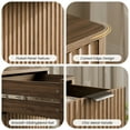 thumbnail image 4 of 60" Fluted Executive Desk with Storage Modern Home Office Desk with Charging Station Wood Work Desk for Office, Bedroom, Study, Living Room, Walnut, 4 of 7