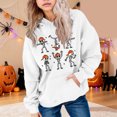 thumbnail image 2 of KPOPLK Halloween Sweatshirts for Teen Girls Kids Long Sleeve Hoodie Cute Skeleton Print Hoodie Drawstring Pullover Kids Clothes White,Size 8-10 Years, 2 of 4