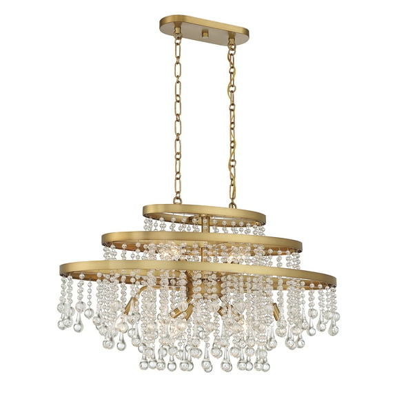 Luna 10-Light Oval Chandelier in Warm Brass