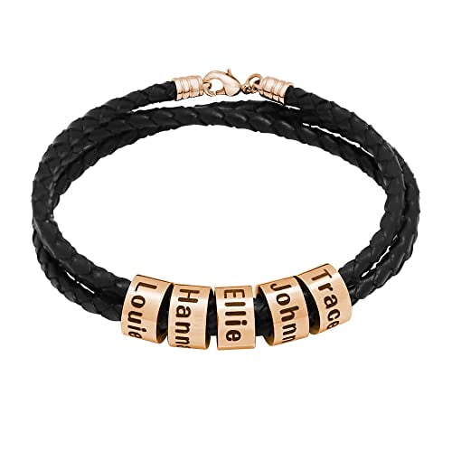Bracelet of Men Friendship Bracelet Personalized Woven Leather Bracelet Personalized Bead Bracelets Suitable for Men Father and Brother