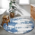 thumbnail image 4 of Abstract Mottled Texture Round Area&nbsp;Rug 3.3ft Gary Blue Stitching Non-Slip&nbsp;Washable Circle Rugs Soft Felt Indoor Floor Mat for Bedroom Kitchen Living Room Bathroom, 4 of 9