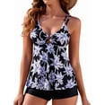 thumbnail image 3 of Women Tummy Control Swimsuit Modest Tankini Top with Boyshort Bathing Suits Swimwear Coconut Tree L, 3 of 7
