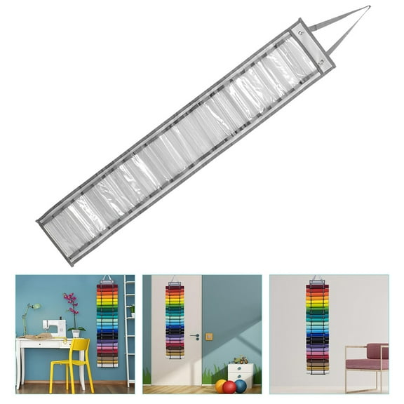 MEIBUTYUP Light Grey Vinyl Storage Rack Over The Door Organizer with Clear PVC Window