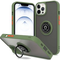 CoverON For Apple iPhone 13 Pro Max Phone Case, Ring Holder Kickstand Magnetic Mount Clear Hard Back Cover Rubber Bumper, Army Green