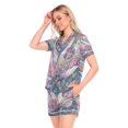 thumbnail image 2 of Women Silk Pajama Sets Causal Outings Fashion Swan Love in Bloom Pattern Home, 2 of 7