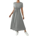 thumbnail image 2 of Women'S Short Sleeve Maxi Dresses Casual Long Dress with Pockets Grey XXL, 2 of 9