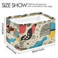 thumbnail image 4 of Yayeee Canvas Storage Basket with Handles for Shelves Fabric Bins Closet Organizer, Blue Retro Print, 4 of 8