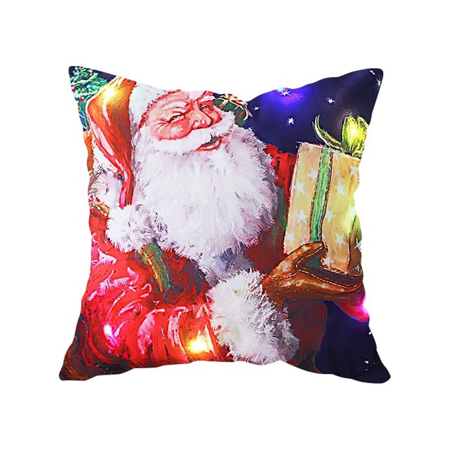 Funda de cojín navideña con LED, decoración navideña para el hogar, adorno navideño, funda de almohada, regalos de Año Nuevo 2025, Papá Noel