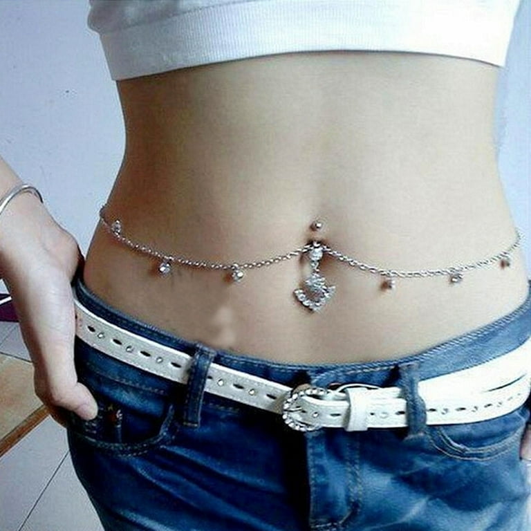 Chain belly shop button rings