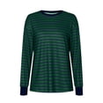 thumbnail image 6 of Karoyedx Womens Shirts Striped t Shirts for Women Long Sleeve Tops Crew Neck Fitted Tees Casual Trendy Outfits Navy Size,XL, 6 of 7