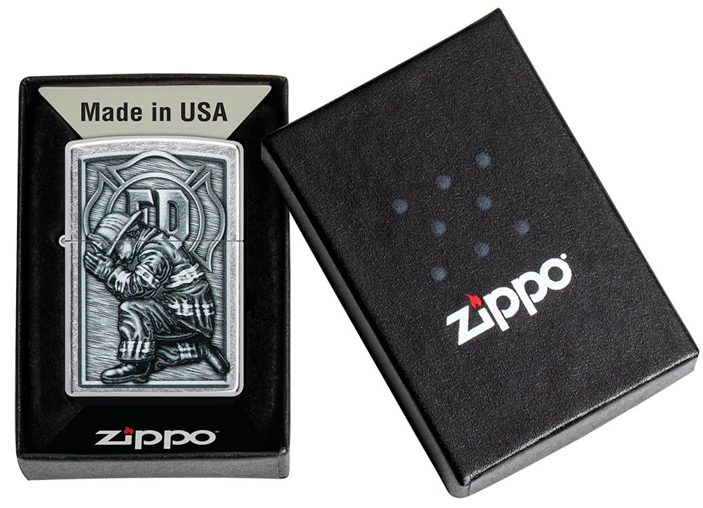 Zippo Firefighter Design Street Chrome Pocket Lighter