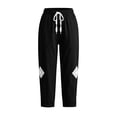 thumbnail image 4 of Admvng Linen Pants for Women Elastic Drawstring Waist Straight Leg Casual Soft Trousers with Pockets, 4 of 9