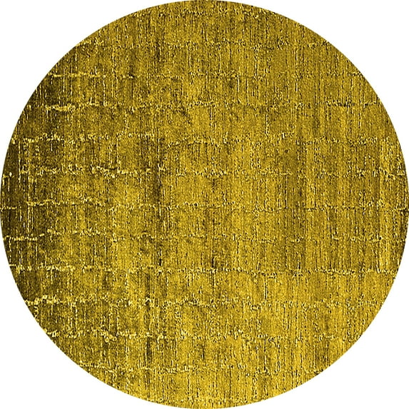 Ahgly Company Indoor Round Solid Yellow Modern Area Rugs, 8' Round