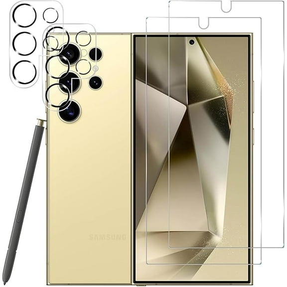 Galaxy S24 Ultra Tempered Glass Screen Protector   Camera Lens Protector [2   2 Pack][Case Friendly][Anti-Scratch][Ultrasonic Fingerprint Unlock]HD Protective Film for Samsung Galaxy S24 Ultra