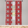 thumbnail image 3 of Ambesonne Mandala Curtains, Psychedelic Floral Form, Pair of 28"x63", Scarlet White Black, 3 of 5