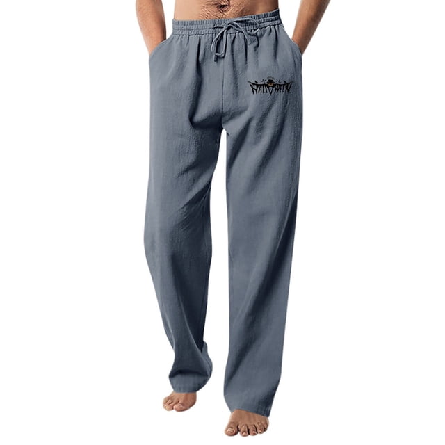 WEAIXIMIUNG Winter Overalls Men Men's Figure Flattering Linen Pants Fashionable Pure Color Casual Flat Front Work Pants