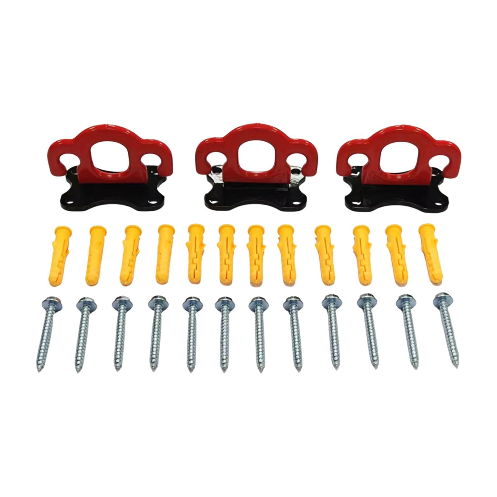 DimyFew 3 Pieces Wall Mount Workout Anchors, Gym Exercise Anchors, Iron Band Hooks, Band Red Black