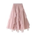 thumbnail image 3 of Women's Fashion Casual Heavy Industry Nail Bead Petal Mesh Skirt High Waist Mid Length Skirt Womens Midi Skirt down Skirt Skater Skirts Floor Length Skirt Skirt with Pockets Twill on Midi Skirt Double, 3 of 5