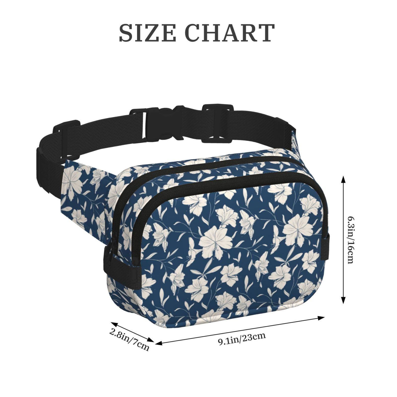 Picia Lilies Flowers Print Square Double-Layer Waist Bag Mini Adjustable Waist Belt Bag Exercise Running Travel Hiking