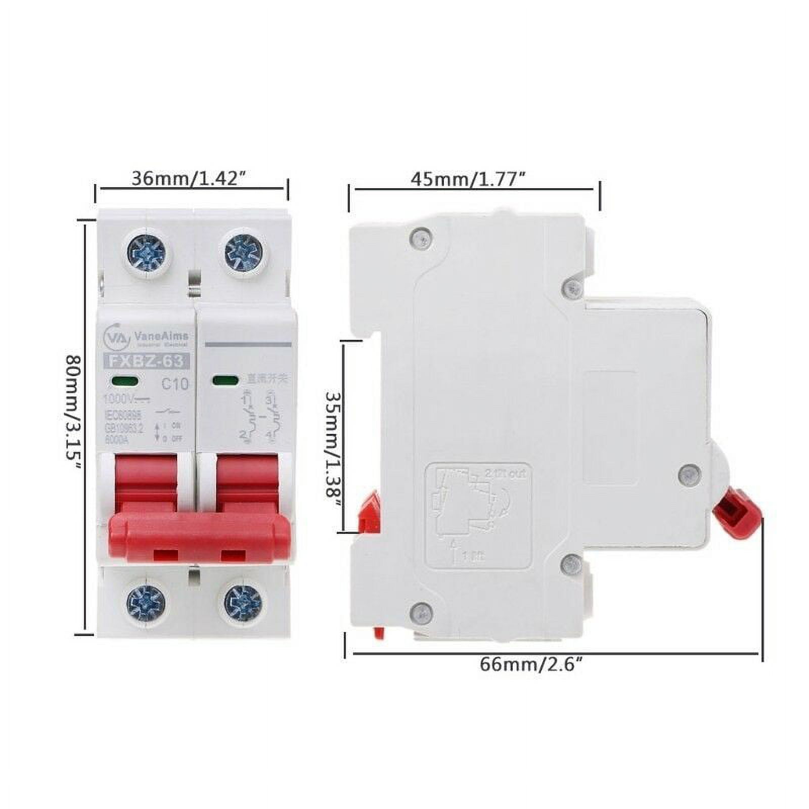 2P DC1000V Solar Miniature Circuit Breaker 10A/16A/32A/50A/63A DC Photovoltaic MCB