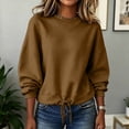 thumbnail image 6 of HongQid Womens Cropped Sweatshirt Crew Neck Adjustable Drawstring Hem Long Sleeve Soft Short Cut Fall Clothes Ladies Trendy Casual Pullover Top, 6 of 8