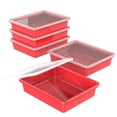 thumbnail image 1 of Storex Flat Storage Tray with Lid, Letter Size, 10 x 13 x 3 Inches, Red, 5-Pack, 1 of 1