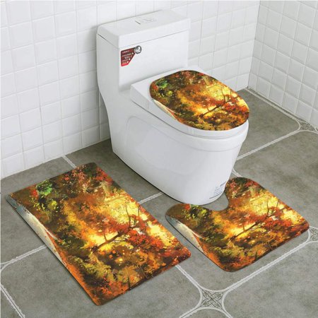Forest Pathway Rug XDDJA Fantasy Art House Pathway in Autumn Forest Shady Leaf Deciduous ...