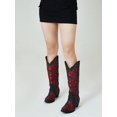 thumbnail image 4 of Retro Vintage Women Western Boots Chunky High Heels Cowgirl Cowboy Pull On Rhinestones Embroidered Knee High Shoes, 4 of 4